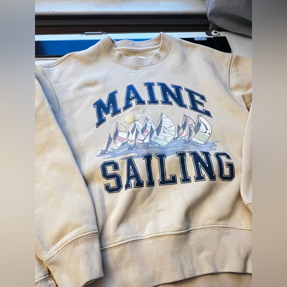 Abercrombie & Fitch (Yellowy mustard color) Maine sailing  Crewneck Sweatshirt - Picture 5 of 11